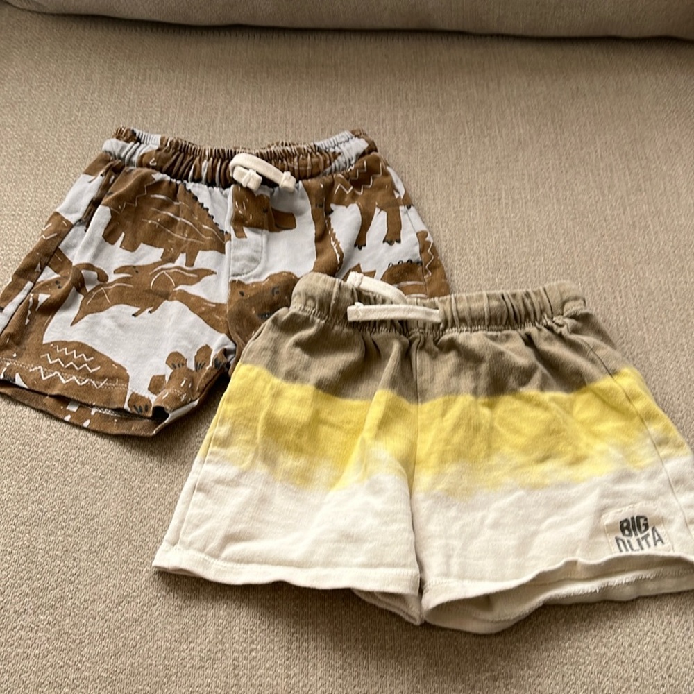 2 pairs Zara Kids Play Shorts, Boys Elastic Sweat Shorts / 2-3yr